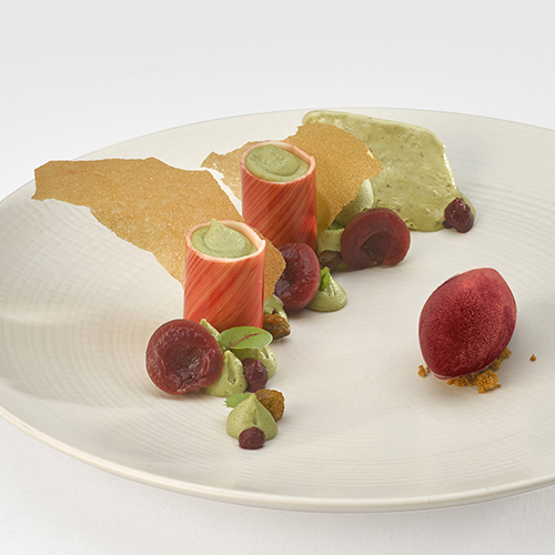 assiette cerise pistache