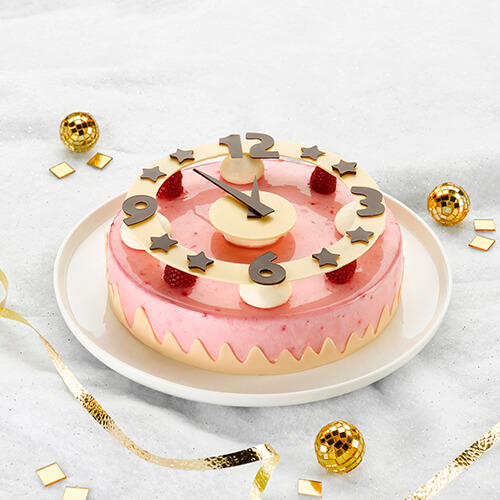 Entremets L'Horloge festive ancel bavarois framboise