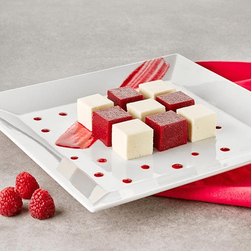 Damier à la framboise et à la Panna Cotta (manger-main) Condifa